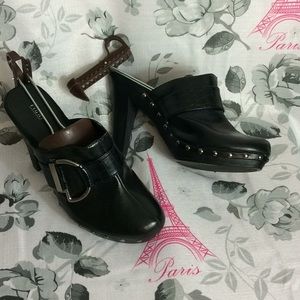 Black studded  clogs/mules size 12